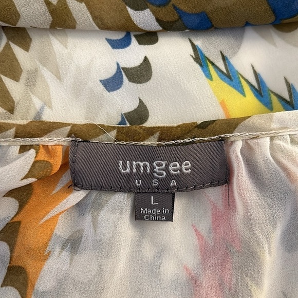 Umgee Boho Sheer Embroidered Ballon Long Sleeve Top Size Large - Picture 6 of 7